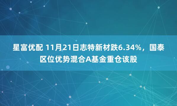 星富优配 11月21日志特新材跌6.34%，国泰区位优势混合A基金重仓该股
